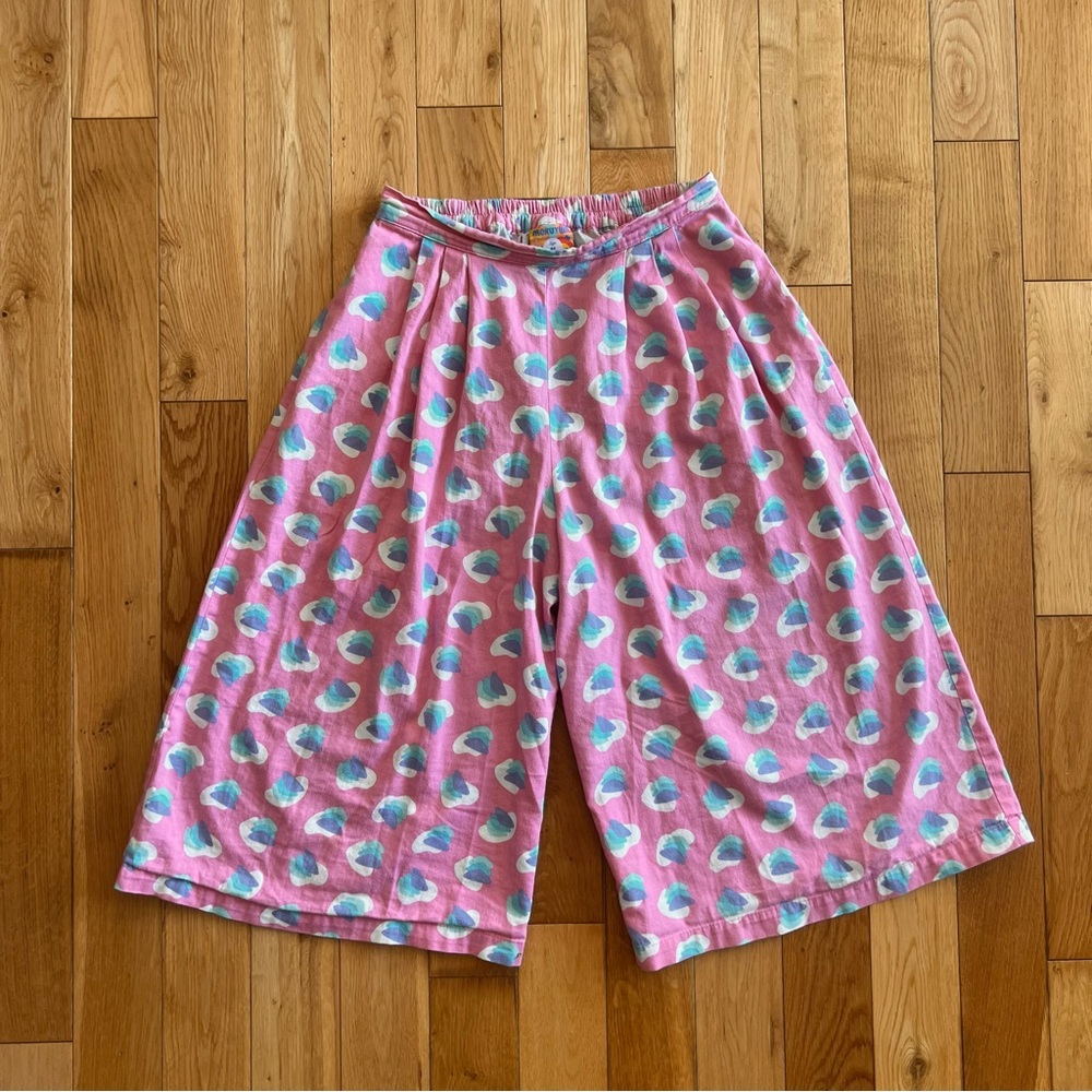 Mokuyobi Womens Pink Patterned Ultra Wide Leg Culottes Pockets Made in USA M